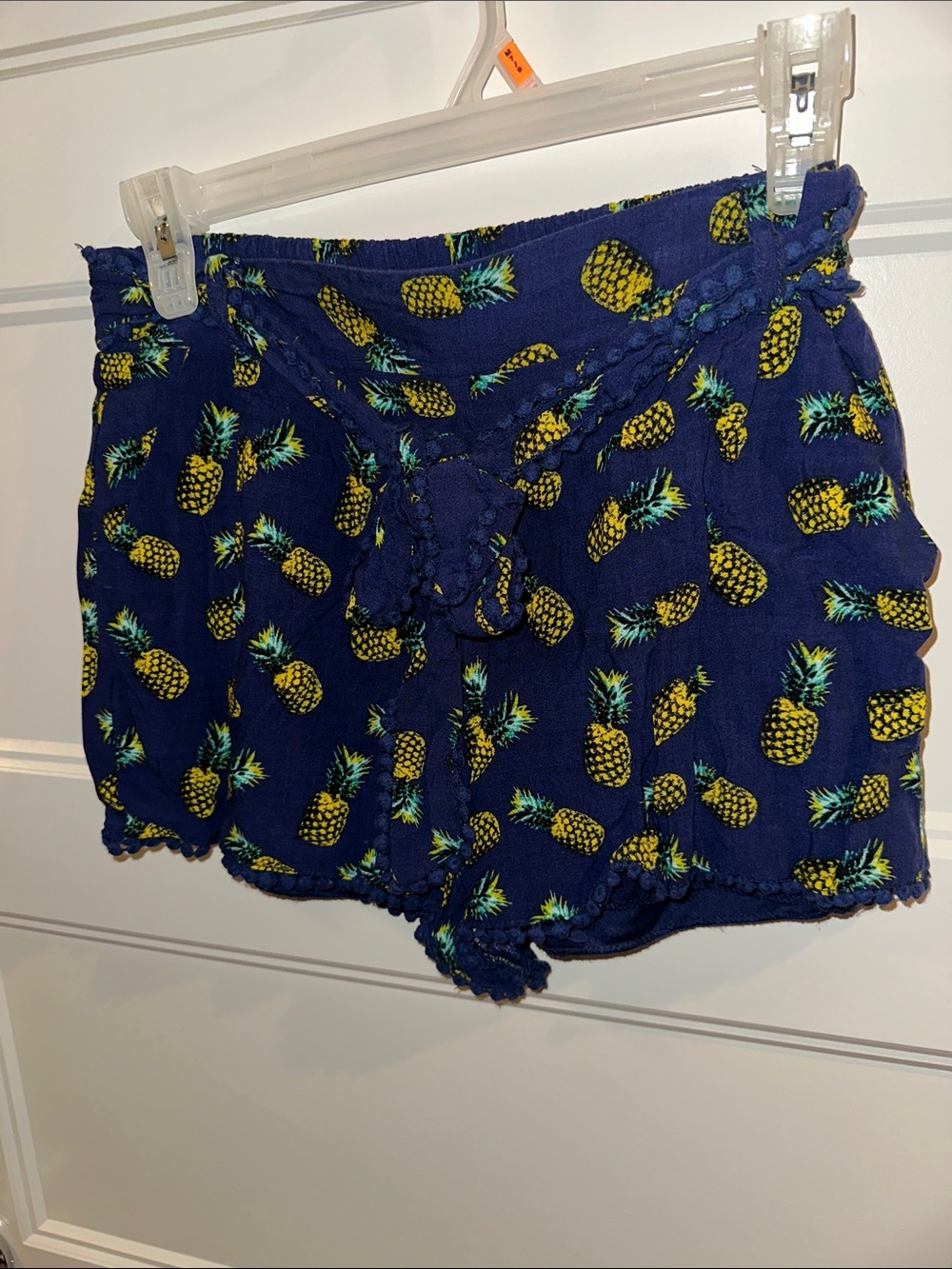 Justify Navy Pineapple Print High-Waist Drawstring Shorts